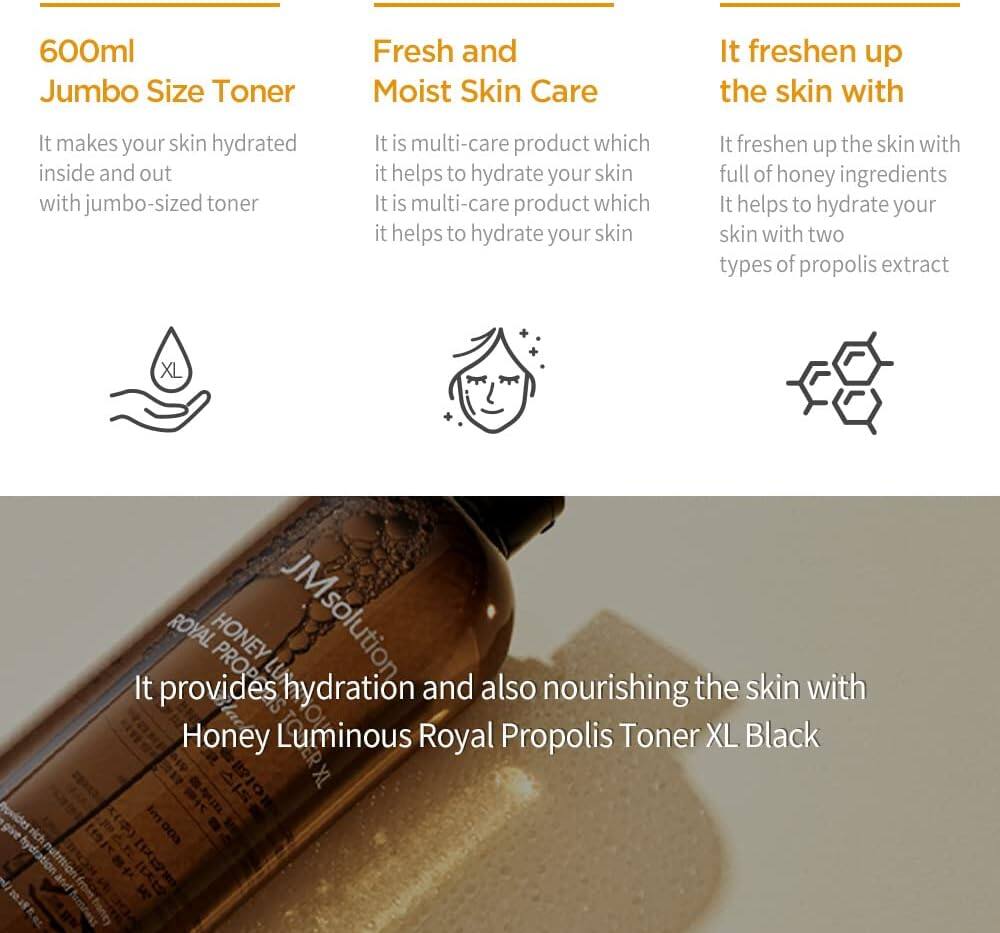 JM Solution Honey Glow Royal Propolis Toner X Large Black FROM KOREA