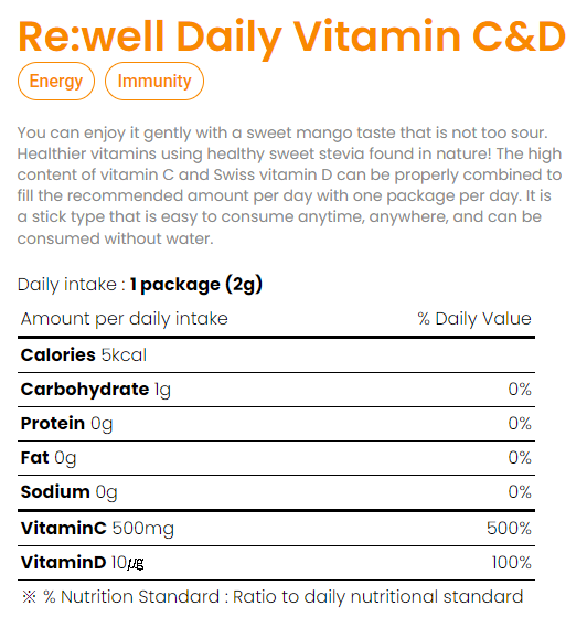 Re:well Daily Vitamin C&D 30stick