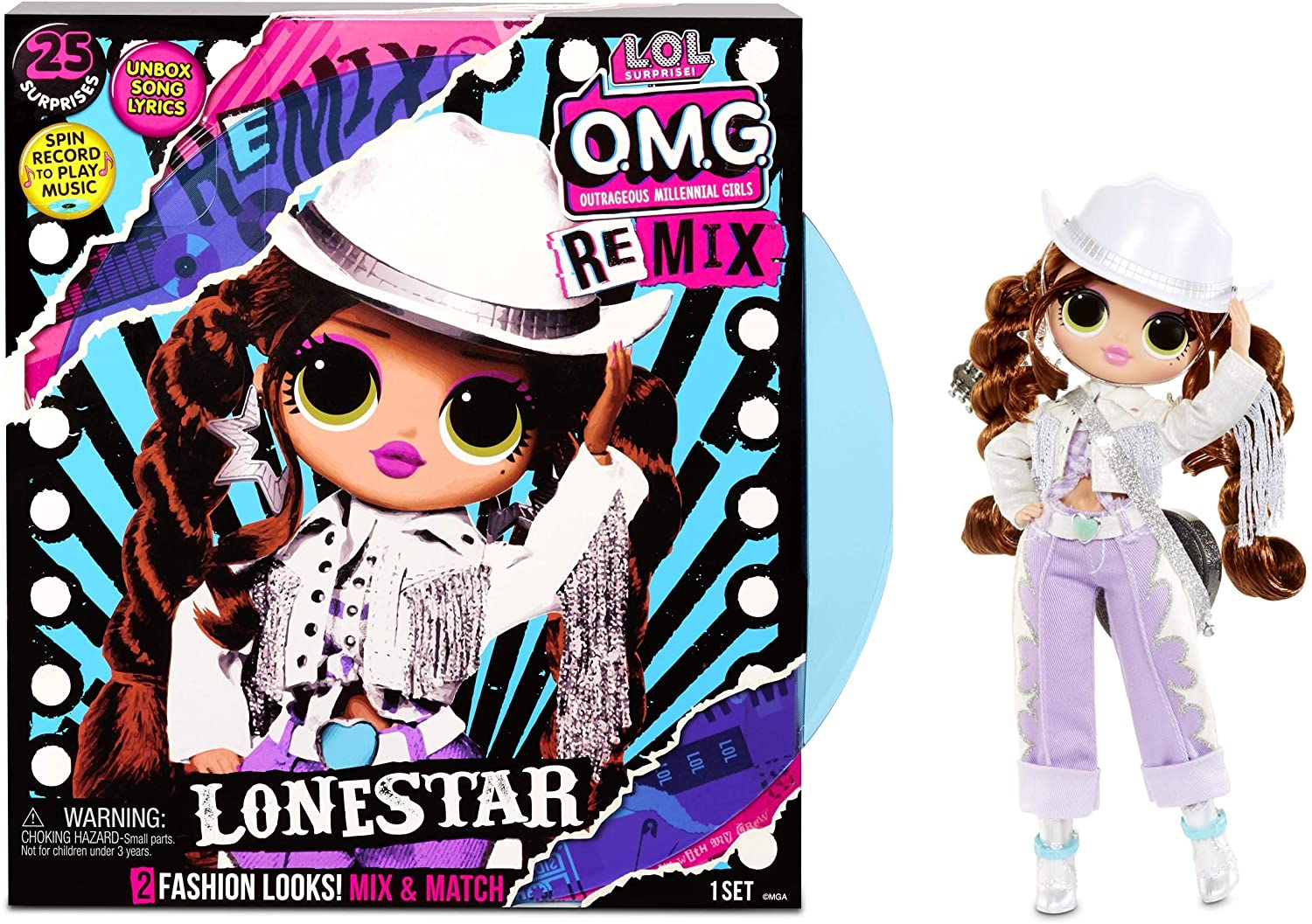 LOL Surprise OMG Remix Lonestar Fashion Doll, Plays Music with Extra Outfit