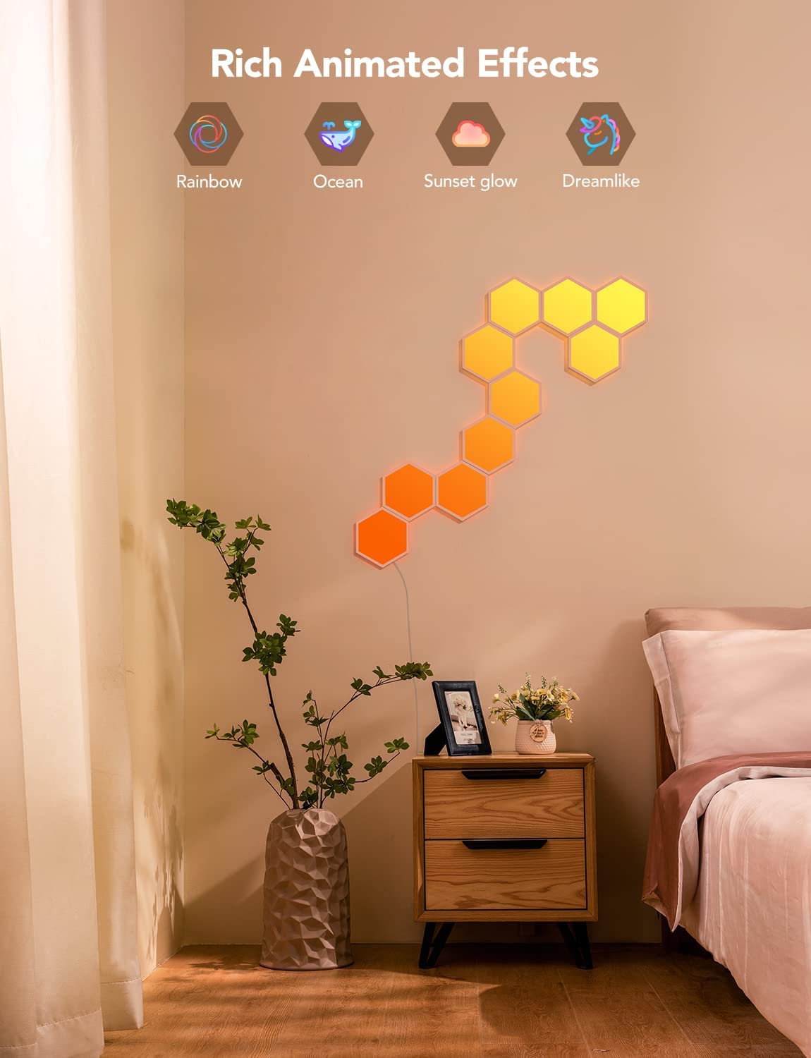 Govee Glide Hexa Light Panels, Smart LED Hexagon Wall Lights