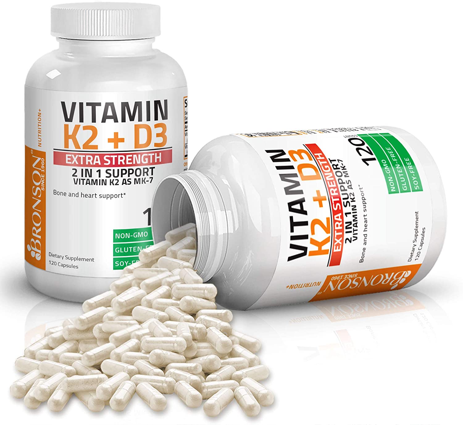 Bronson Vitamin K2 (MK7) with D3 Extra Strength 120 Capsules