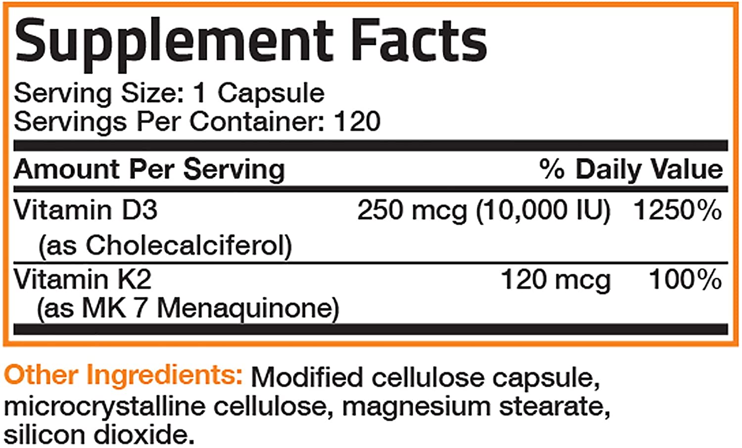 Bronson Vitamin K2 (MK7) with D3 Extra Strength 120 Capsules