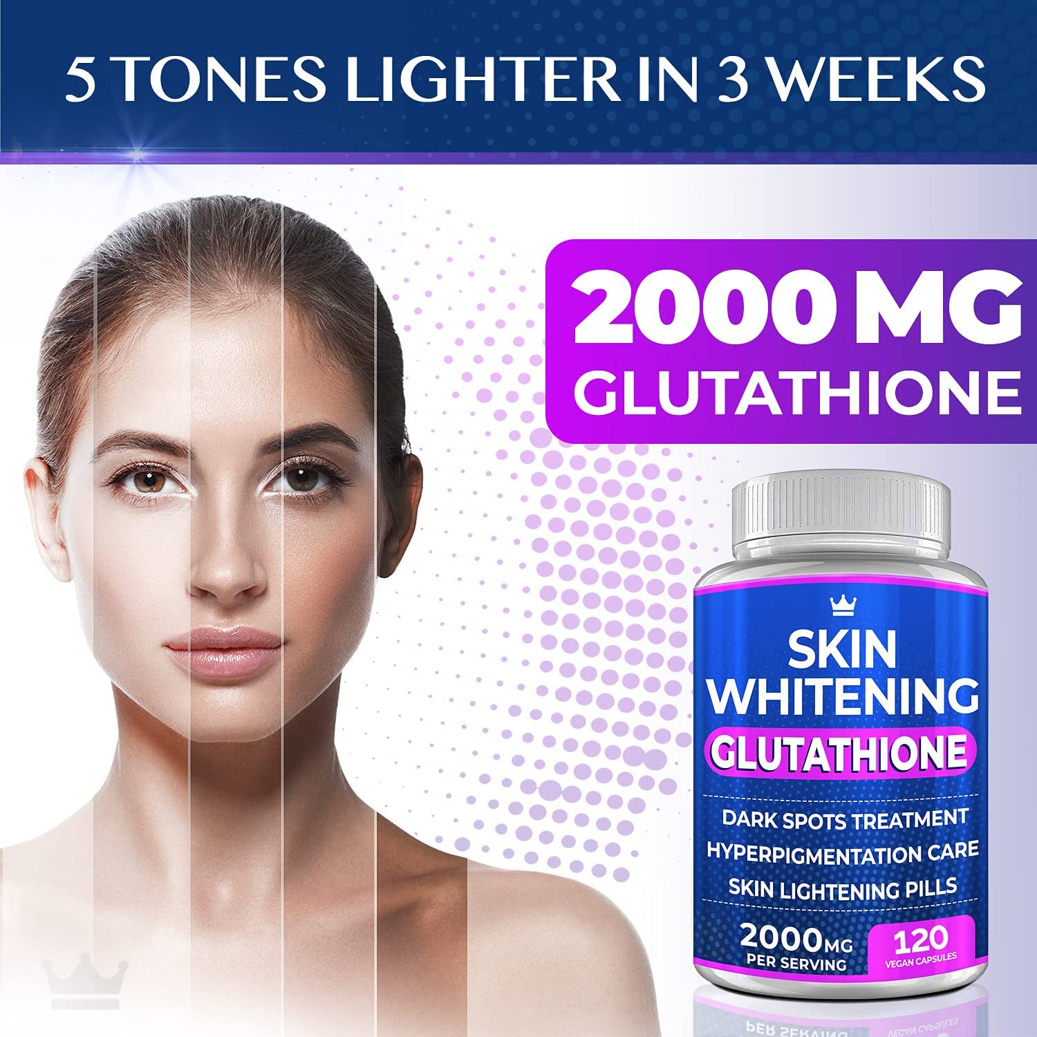 Glutathione Whitening Pills - 120 Capsules 2000mg